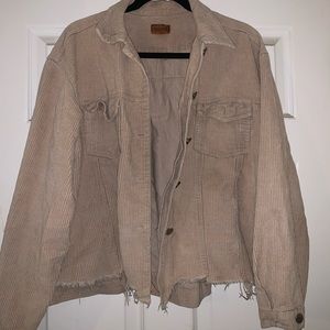 POL Distressed Corduroy Jacket in Tan